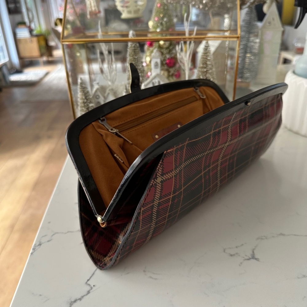 PATRICIA NASH ♥️🖤 Mad for Plaid TARTAN leather clutch frame bag CLASSIC PREPPY - Picture 5 of 10